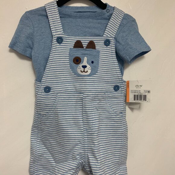 Puppy Appliqué Cotton T-Shirt & Shortalls Set - Picture 6 of 9